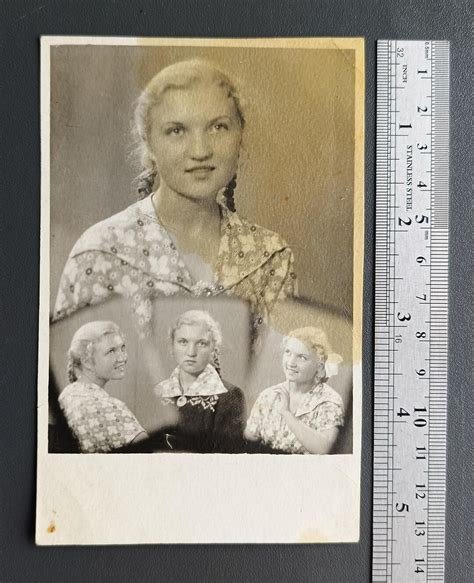 Blonde Girl Pigtails Montage Vintage Photo 54s Etsy