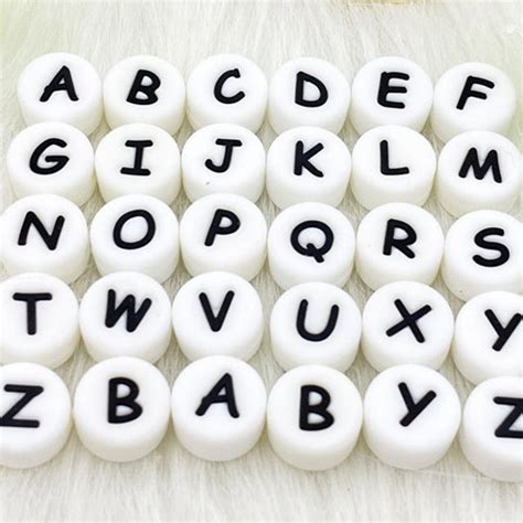 Silicone Beads Alphabet Etsy