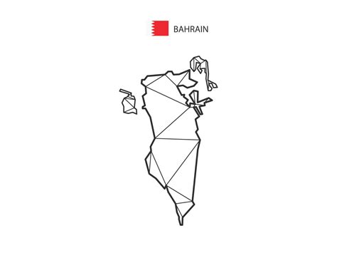 Mosaic Triangles Map Style Of Bahrain Isolated On A White Background