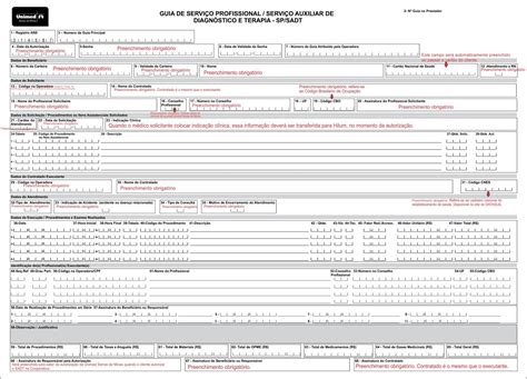 Modelo De Preenchimento Guia Sp Sadt Not Cias Unimed Serras De