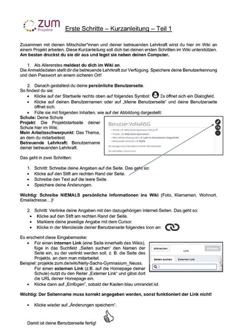 Datei Kurzanleitung Projektwiki Pdf Zum Projektwiki