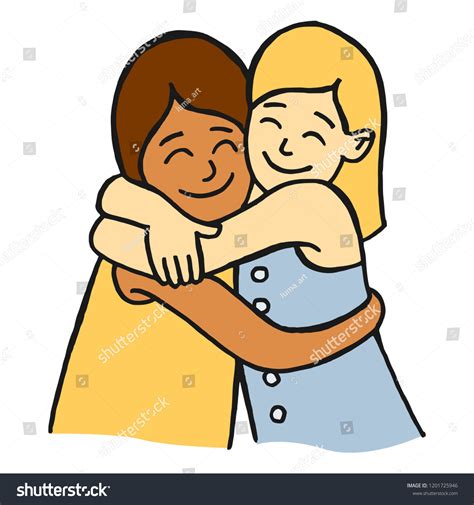 Two Little Girls Hugging