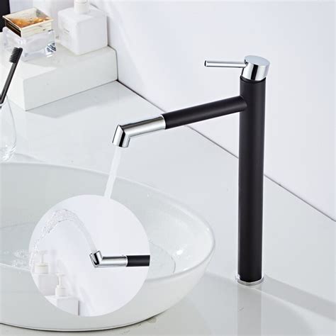 Fekete króm Tall medence mosogató csaptelep Slim fürdőszobai mosdó csaptelep víz Hot hidegvizes