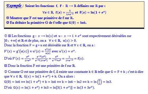 Cours De Maths Terminale Calcul Des Primitives D Une Fonction