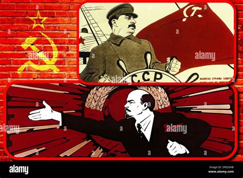 Posters Of Soviet Propaganda Cccp Ussr Celebrating Lenin And Stalin