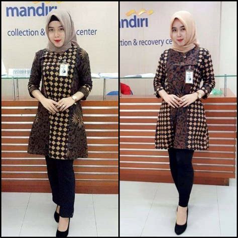 Baju Batik Wanita Tunik Batik Wanita Terbaru Seragam Kantor S M L Xl