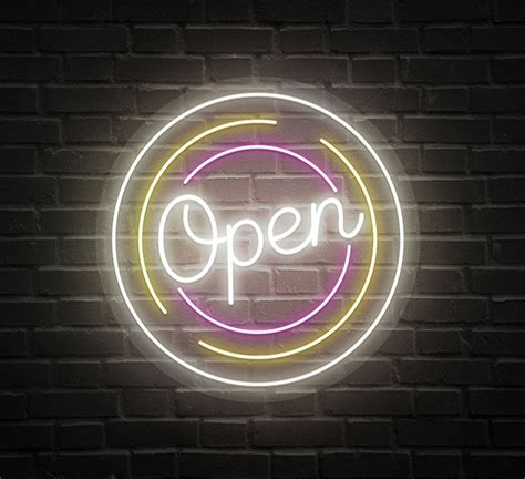 Circle Open Neon Sign Online Circle Open Neon Sign Bannerbuzzca