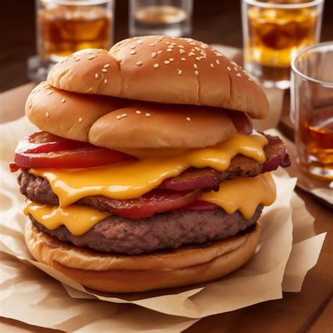 Leckerer Cheeseburger Oder Hamburger Ein Glas Cola Und Pommes Frites