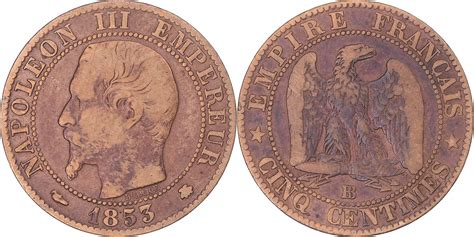 Frankreich 5 Centimes 1853 Strasbourg Münze Napoleon III Strasbourg