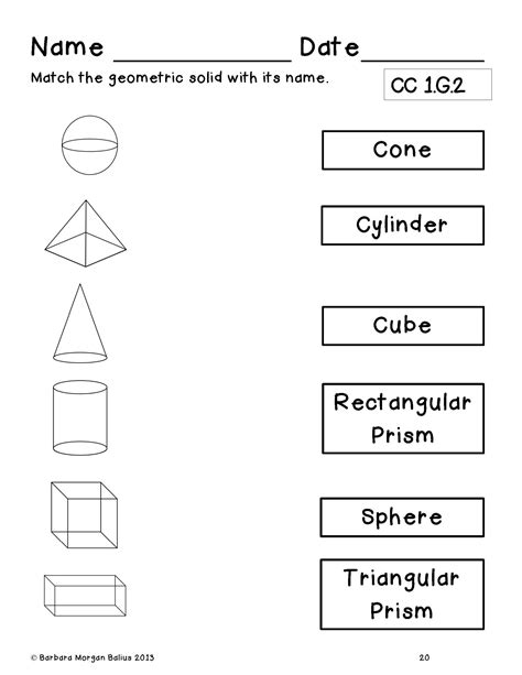 1st Grade 3d Shapes Worksheets