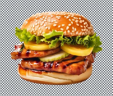 Deliciosa Y Deliciosa Hamburguesa Teriyaki Tempeh Aislada Sobre Fondo