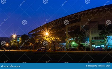 Night View of Guangzhou University Campus in China. Editorial Stock ...