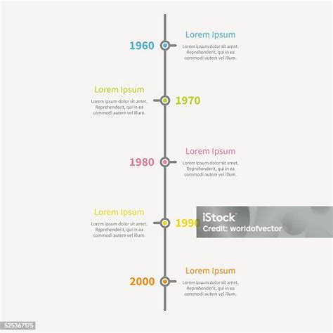 Infografis Vertikal Garis Waktu Dengan Teks Warna Templat Gaya Desain