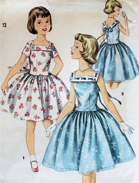 1950s LOVELY Girls Party Dress Pattern SIMPLICITY 1633 Full Skirt Dress ...