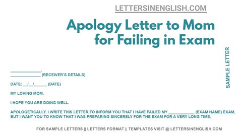 Apology Letter To Mom For Failing In Exam Letter Of Apology To Mother For Failing An