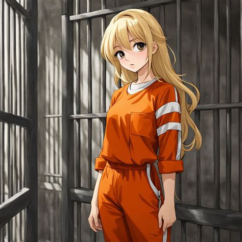 Pretty Blonde Girl In Prison Wearing An Orange Prison Jumpsu By Djaa Playground