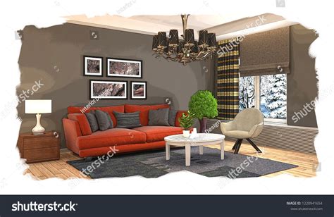 Interior Sketch Design Living Room 3d Stock Illustration 1220941654 | Shutterstock