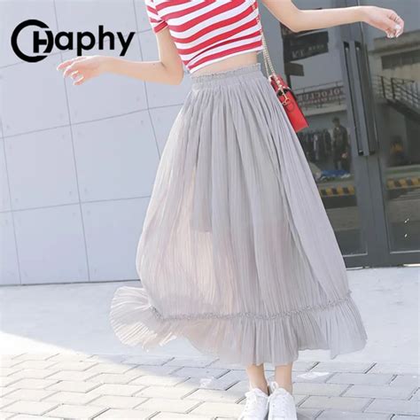 Ruffle Chiffon Skirts High Waist A Line Chiffon Skirts 2018 Fashion