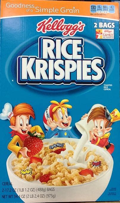 Kelloggs Rice Krispies Toasted Rice Cereal Large 344 Ounce Box 2 Bags