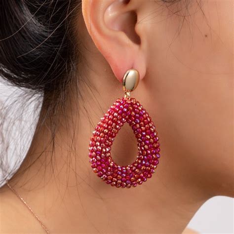 Go Dutch Label Oorknoppen Full On Beads Drop Fuchsia Bol