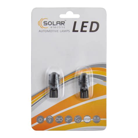 LED Автолампа SOLAR 12V T10 W2.1x9.5d 1SMD 0,5W With Lens, 2шт — Купить ...