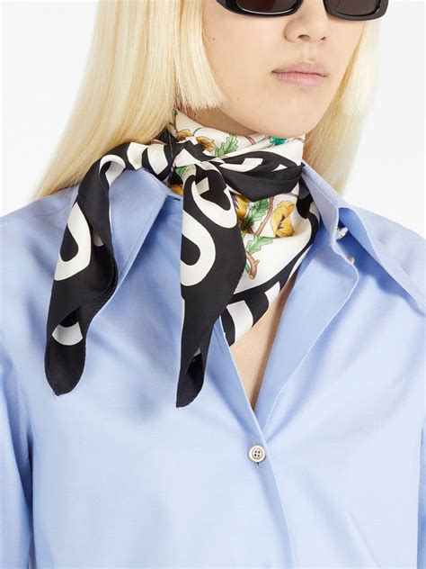 Gucci Floral Print Silk Scarf Farfetch