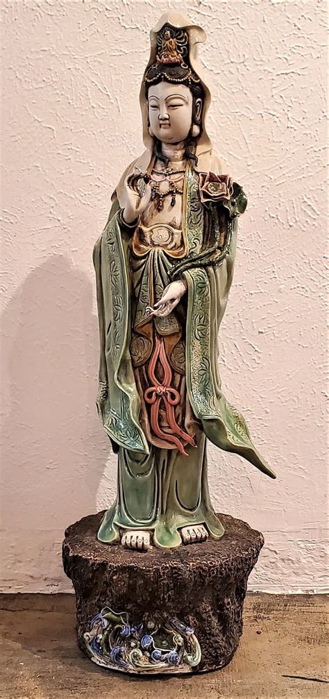 Large Chinese Ceramic Guan Yin Statue - Rockwell Antiques Dallas