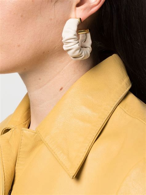 Cult Gaia Ruched Leather Hoop Earrings In Nude Modesens