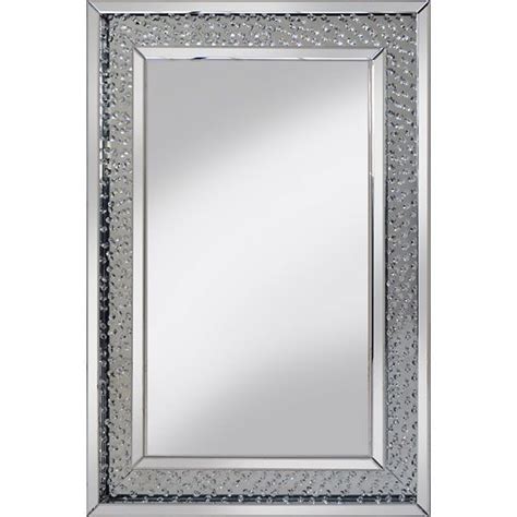 Rosalie Wall Mirror In Silver With Glass Crystals Border Round Wall