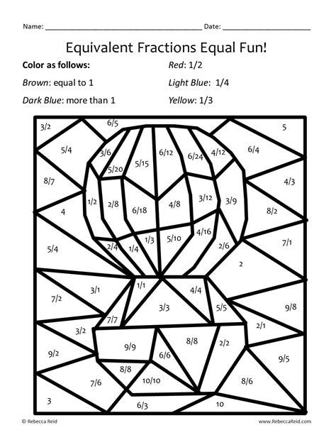 Equivalent Fractions Colouring Worksheet