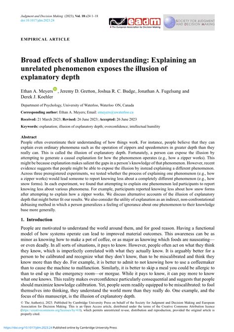 Pdf Broad Effects Of Shallow Understanding Explaining An Unrelated Phenomenon Exposes The