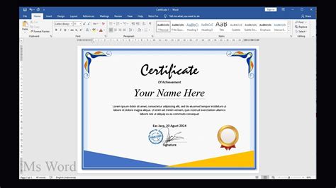 Cara Membuat Desain Sertifikat Di Ms Word Desain Sertifikat Di