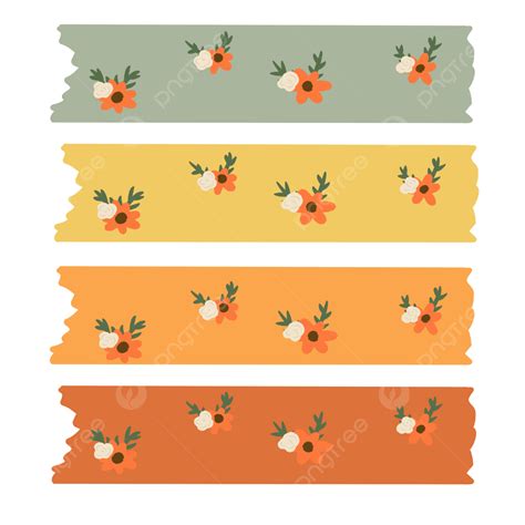 Washi Tapes Hd Transparent, Washi Tape With Simple Floral Pattern ...