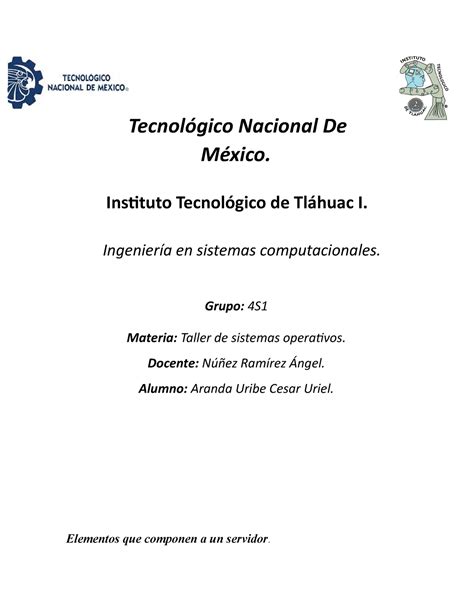 Descripcion Servidor asdasdadadadad Tecnológico Nacional De México