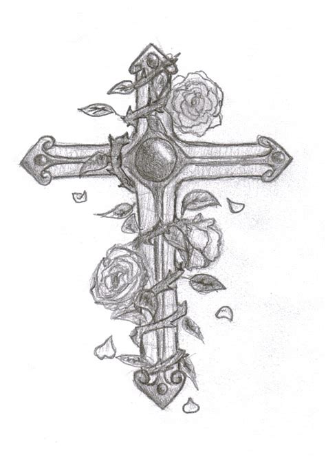 Cross Drawings With Roses Cross With Flowers Drawing At Getdrawings