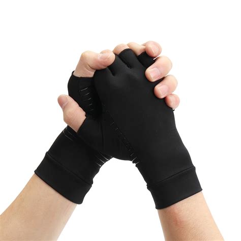 1 Pair Half Finger Gloves Anti Arthritis Copper Pain Relief Glove Hand ...