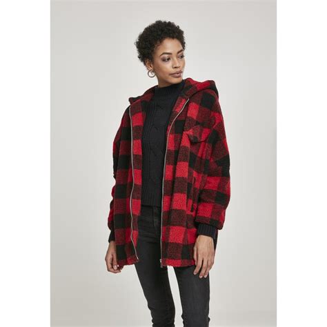 Urban Classics Parka Com Capuz E Xadrez Vermelho Dressinn