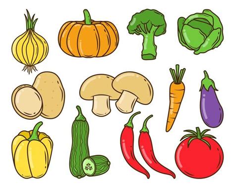 Premium Vector Set Of Hand Drawn Vegetable Cartoon Doodle Style
