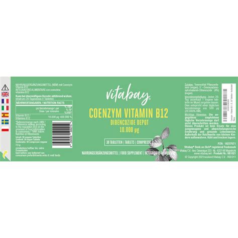 Vitabay Coenzima Vitamina B12 10 000 Mcg A Rilascio Prolungato 30 Pz