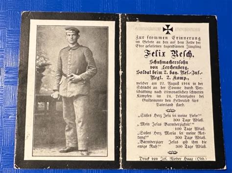 Sterbebild Wk Soldat B Bay Res Inf Regt Komp I D Schlach A D