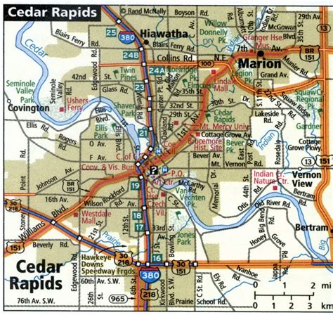 Cedar Rapids City Road Map For Truck Drivers Area Town Toll Free