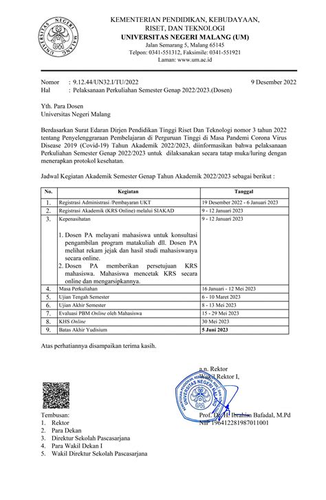 Pelaksanaan Perkuliahan Semester Genap 20222023 Dosen Fakultas Teknik Um