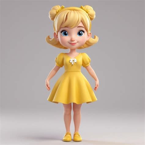 Premium Vector Cartoon Character Girl With Blonde Hair And Yellow