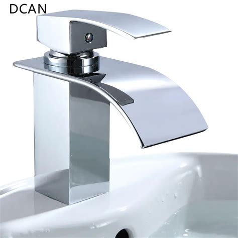 DCAN Bathroom Sink Faucets Waterfall Sink Faucet Chrome Single Handle Single Hole Hot Cold