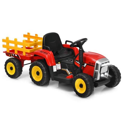 Costway Tracteur Electrique Avec Remorque Pour Enfants 3 Vitesses