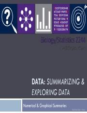 Exploring Data Numerical Graphical Summaries For Biol Stat Course Hero