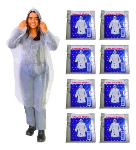 Kit Capa De Chuva Descart Vel Transparente Incolor Unisex Mercadolivre