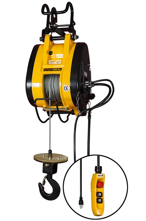 1000 Lb Capacity Electric Hoist Cable 90 Ft Lift