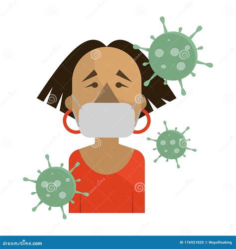 African American Girl In Medical Mask Precautions Against Virus Air