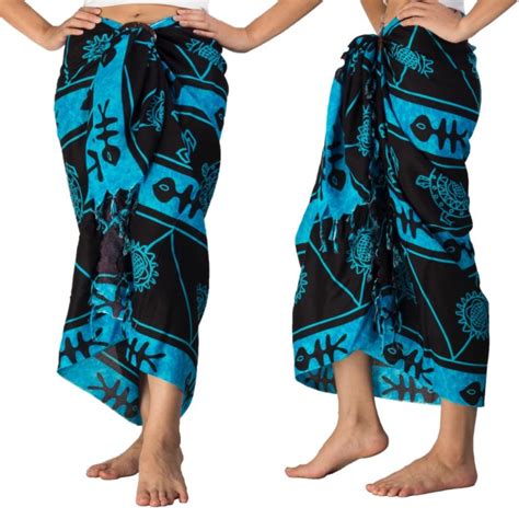 Siam Secrets Blue And Black Sarong Featuring Tribal Design